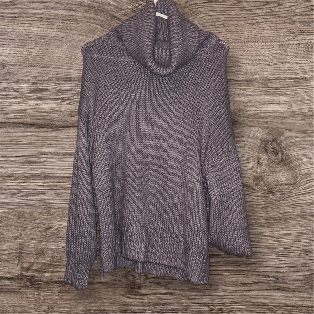 Women's lavender chunky knit Turtleneck Sweater